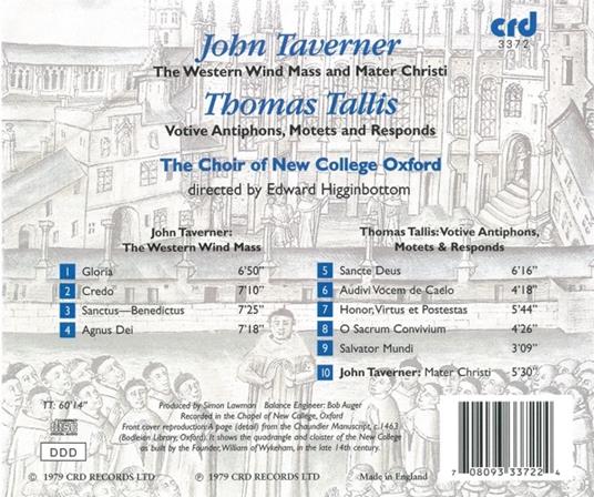 Western Wind Mass - Mater Christi - CD Audio di John Taverner - 2
