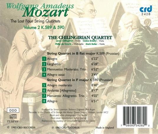 Last Four String Quar - CD Audio di Wolfgang Amadeus Mozart - 2