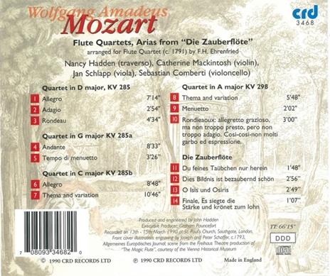 Flute Quartets - Arias From The Magic Flute - CD Audio di Wolfgang Amadeus Mozart - 2
