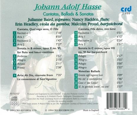 Cantatas, Ballads & Sonat - CD Audio di Johann Adolph Hasse - 2