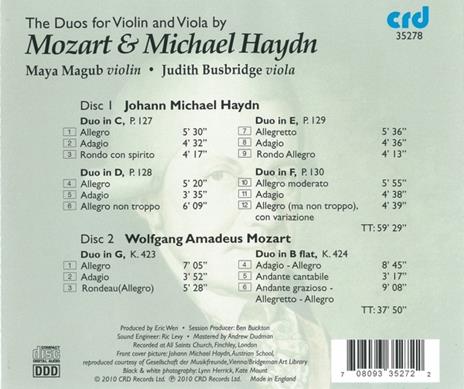 The Duos For Violin & Viola - CD Audio di Wolfgang Amadeus Mozart - 2