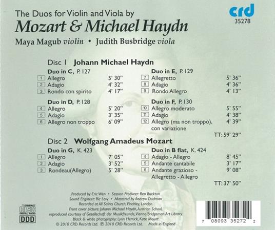 The Duos For Violin & Viola - CD Audio di Wolfgang Amadeus Mozart - 2