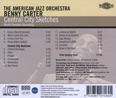 Central City Sketches - CD Audio di Benny Carter - 2
