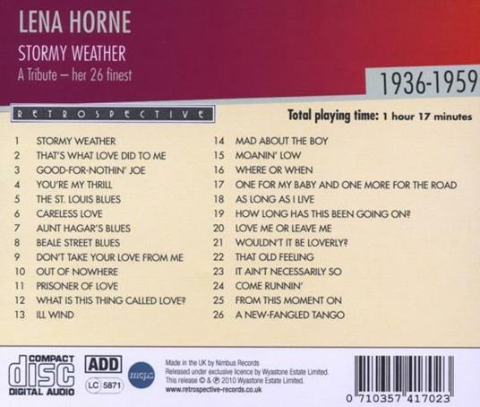 Stormy Weather - CD Audio di Lena Horne - 2