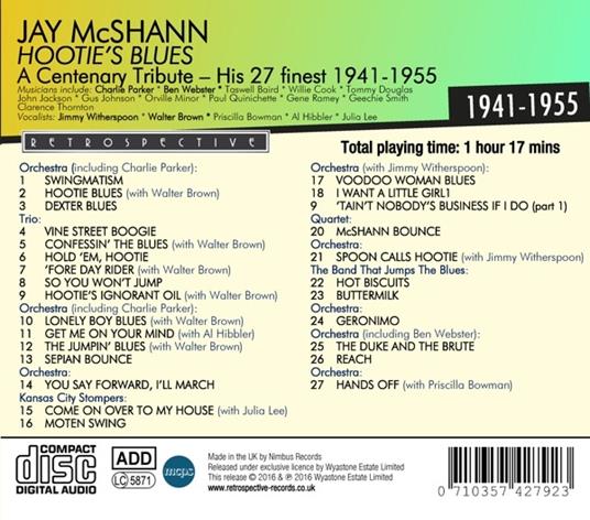 Hootie's Blues - CD Audio di Jay McShann - 2