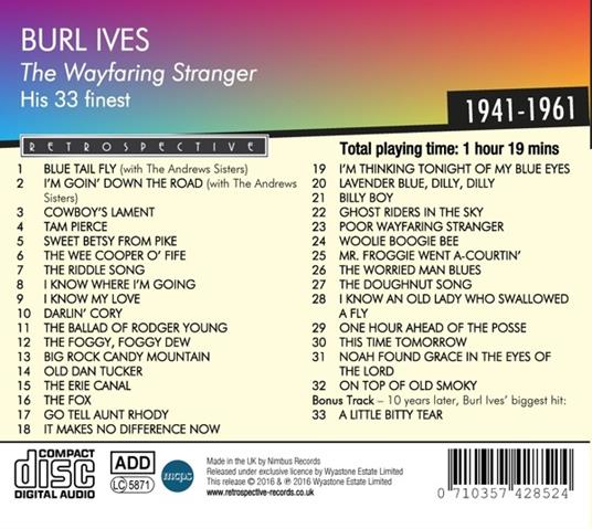 Wayfaring Stranger - CD Audio di Burl Ives - 2