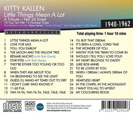 Little Things Mean a Lot - CD Audio di Kitty Kallen - 2