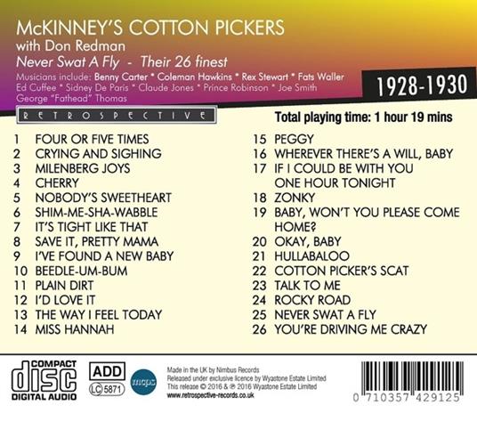 Never Swat a Fly - CD Audio di McKinney's Cotton Pickers - 2