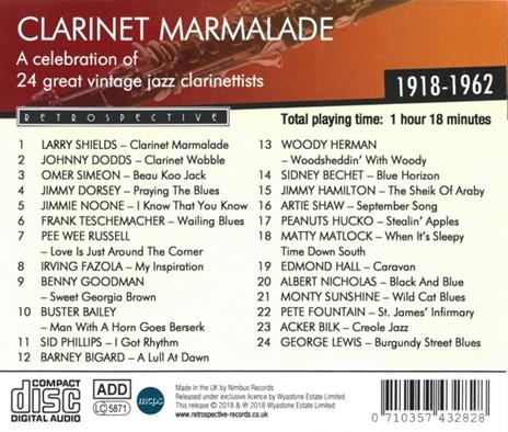 Clarinet Marmalade 1918-1962 - CD Audio - 2
