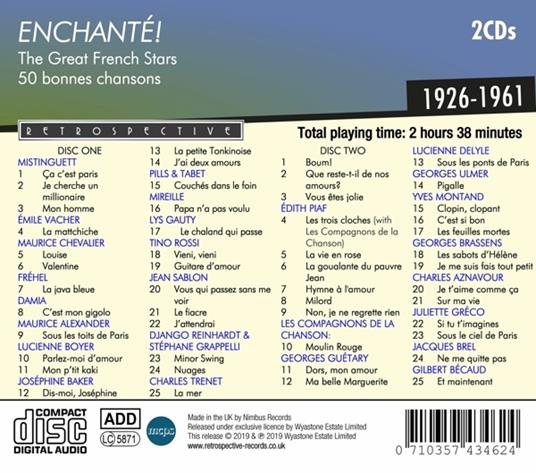 Enchante! The Great French Stars - CD Audio - 2
