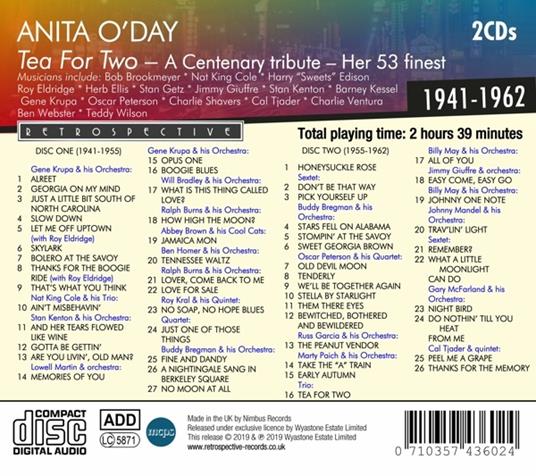 Tea for Two. A Centenary Tribute - CD Audio di Anita O'Day - 2