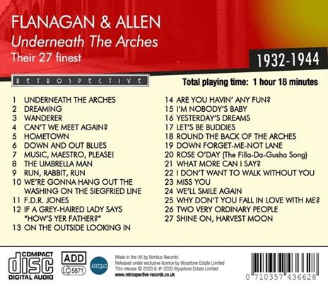 Flanagan & Allen - Underneath The Arches. Their 27 Finest 1932-1944 - CD Audio - 2