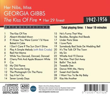 Kiss Of Fire - CD Audio di Georgia Gibbs - 2