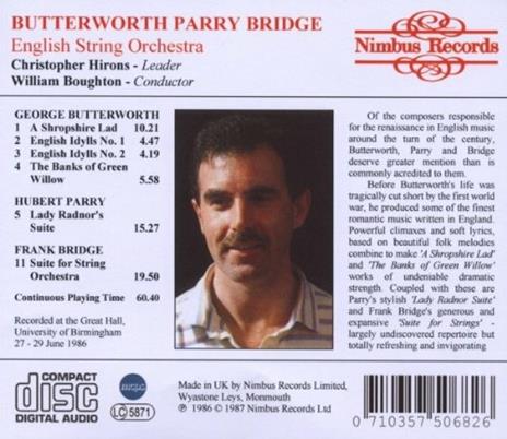 Musica per strumenti ad arco - CD Audio di Frank Bridge,Hubert Parry,George Butterworth - 2