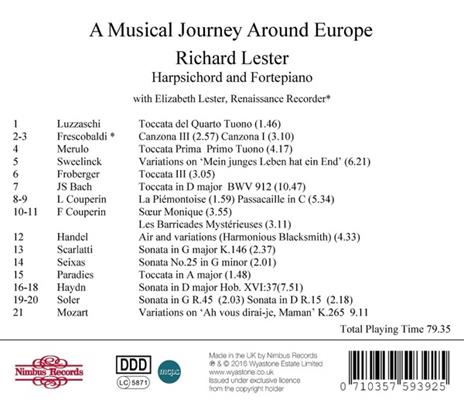 A Musical Journey Around Europe. Musiche per clavicembalo e fortepiano - CD Audio di Johann Sebastian Bach,Domenico Scarlatti,François Couperin,Girolamo Frescobaldi - 2