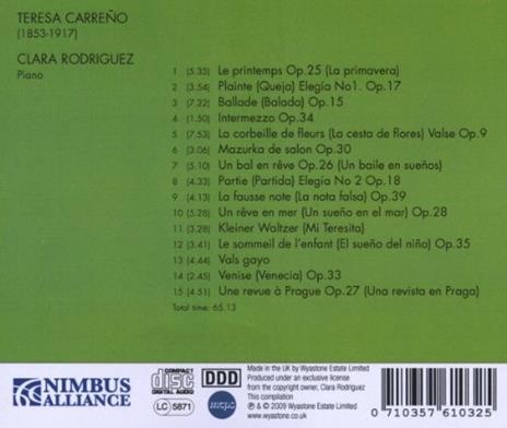 Clara Rodriguez Plays the Music of Teresa Carreno - CD Audio di Teresa Carreño,Clara Rodriguez - 2