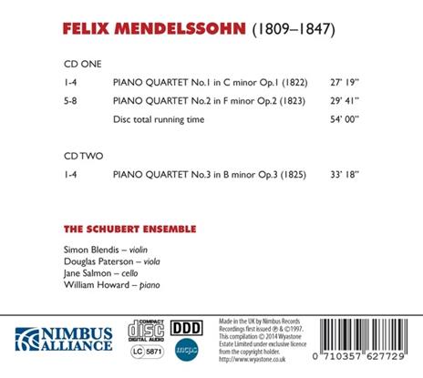 Quartetti con Pianoforte - CD Audio di Felix Mendelssohn-Bartholdy - 2