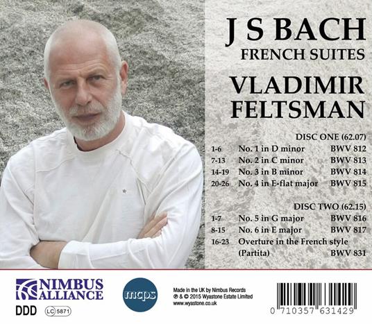 Suites francesi BWV812-817 - Ouverture in stile francese BWV831 - CD Audio di Johann Sebastian Bach,Vladimir Feltsman - 2
