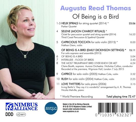 Of Being Is a Bird - CD Audio di Augusta Read Thomas - 2