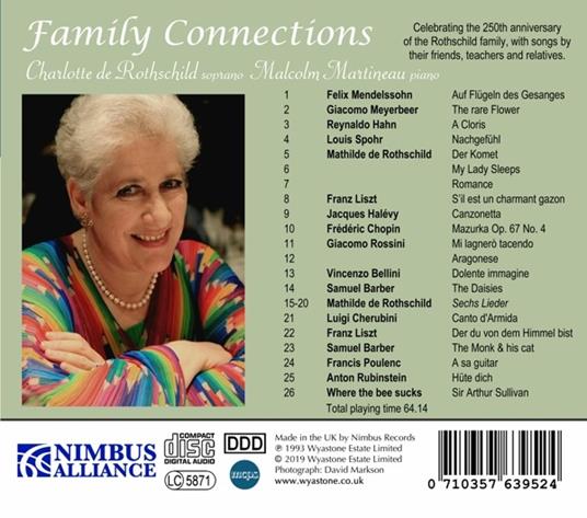 Charlotte de Rothschild / Malcolm Martineau: Family Connections - CD Audio - 2