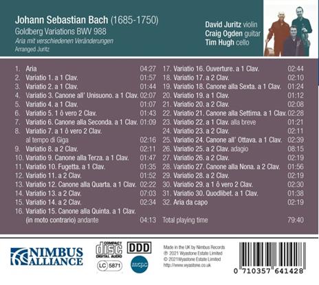 Goldberg Variations - CD Audio di Johann Sebastian Bach,David Juritz - 2