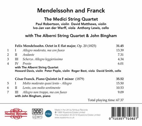 Ottetto per archi - Piano Quintetto con pianoforte - Quartetto n.8 - CD Audio di Felix Mendelssohn-Bartholdy - 2
