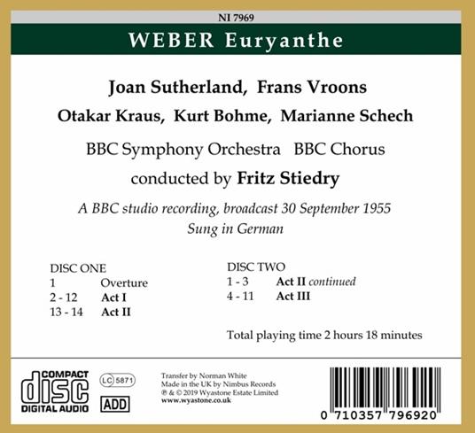Euryanthe - CD Audio di Carl Maria Von Weber,BBC Symphony Orchestra - 2