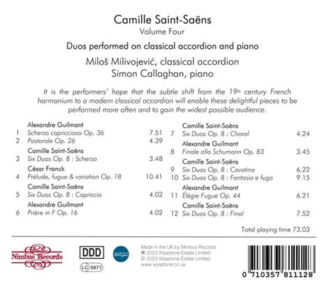 Duos For Harmonium And Piano - CD Audio di Milos & Simon Callaghan Milivojevic - 2
