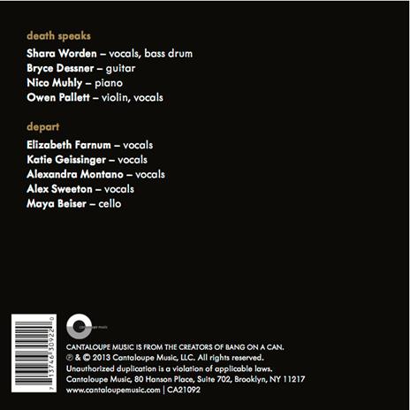 Death Speaks - CD Audio di David Lang - 2