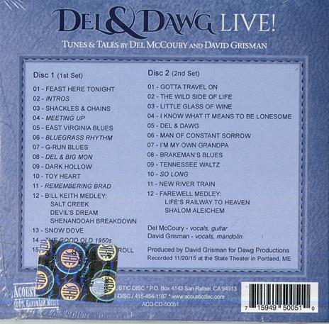 Del & Dawg. Live! - CD Audio di Del McCoury,David Grisman - 2