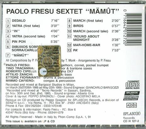 Mamut - CD Audio di Paolo Fresu - 2