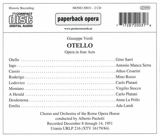 Otello - CD Audio di Giuseppe Verdi - 2