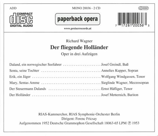 L'Olandese volante (Der Fliegende Holländer) - CD Audio di Richard Wagner - 2