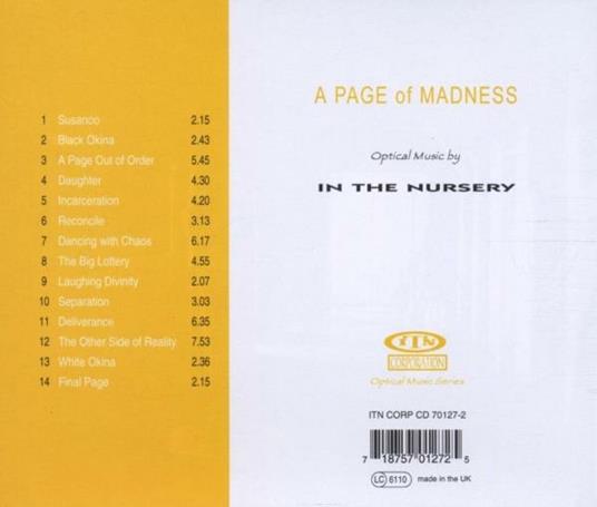 A Page of Madness - CD Audio di In the Nursery - 2