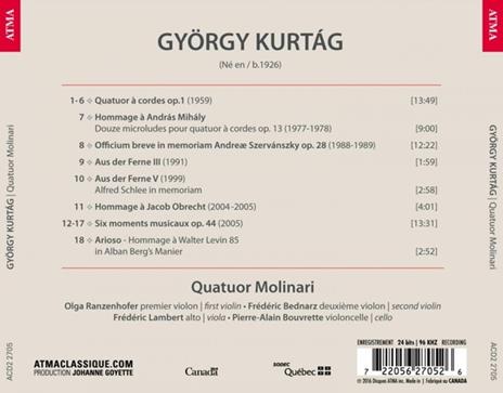 Quartetti per Archi Completi - CD Audio di György Kurtag - 2