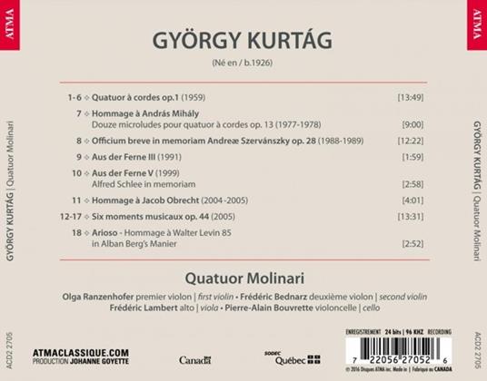 Quartetti per Archi Completi - CD Audio di György Kurtag - 2