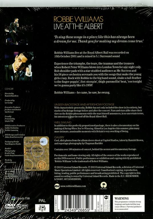 Robbie Williams - Live At The Albert (DVD) - DVD di Robbie Williams - 2