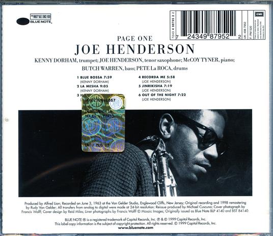 Page One (Rudy Van Gelder) - CD Audio di Joe Henderson - 2