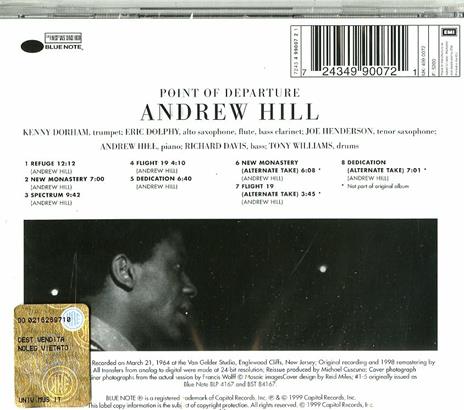 Point of Departure (Rudy Van Gelder) - CD Audio di Andrew Hill - 2