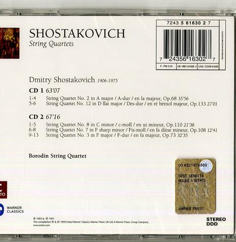 Quartetti per archi n.2, n.3, n.7, n.8, n.12 - CD Audio di Dmitri Shostakovich,Borodin String Quartet - 2
