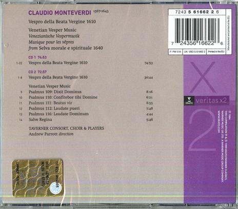 Vespro della Beata Vergine - Selva morale e spirituale - CD Audio di Claudio Monteverdi,Andrew Parrott,Taverner Consort,Taverner Players - 2