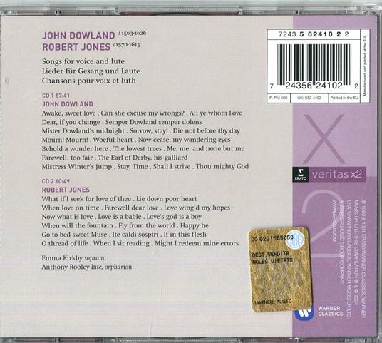 English Orpheus (Serie Veritas) - CD Audio di Emma Kirkby,John Dowland,Robert Jones - 2