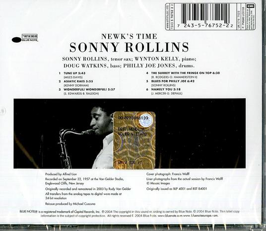 Newk's Time (Rudy Van Gelder) - CD Audio di Sonny Rollins - 2