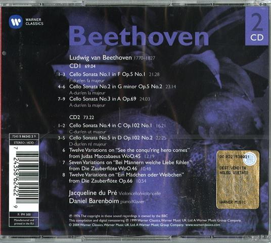 Sonate per violoncello - Variazioni - CD Audio di Ludwig van Beethoven,Jacqueline du Pré,Daniel Barenboim - 2
