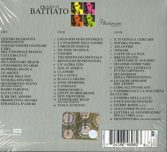 The Platinum Collection Franco Battiato Franco Battiato CD IBS