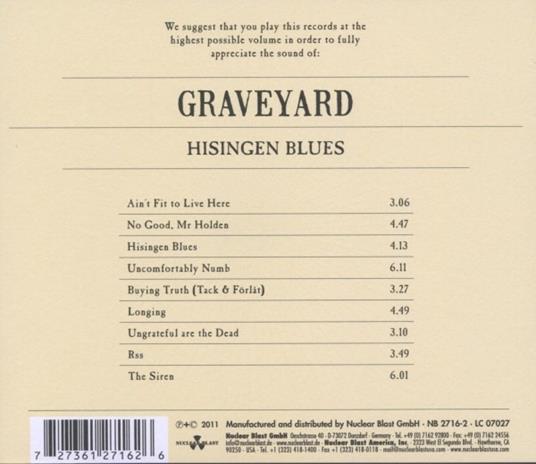 Hisingen Blues - CD Audio di Graveyard - 2