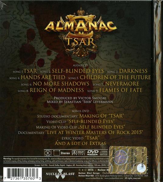 Tsar (Digipack) - CD Audio + DVD di Almanac - 2