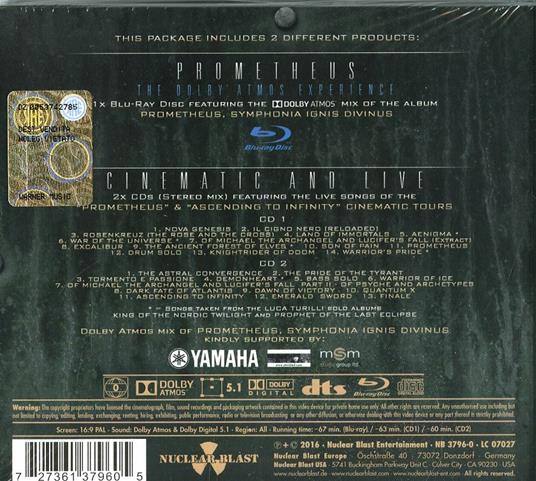 Prometheus. The Dolby Atmos Experience - CD Audio + Blu-ray di Luca Turilli's Rhapsody - 2