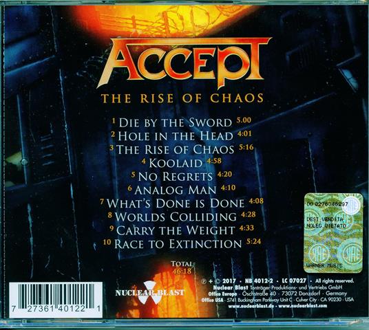 The Rise of Chaos - CD Audio di Accept - 2