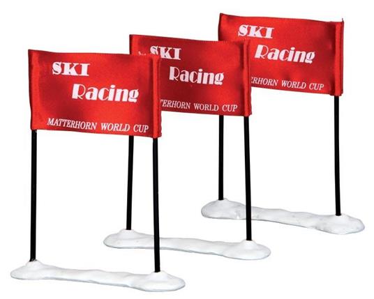 Lemax Bandiere Pista Da Sci - Ski Racing Flag Set Of 3 Cod 44805 Village